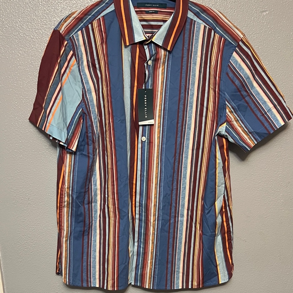 Perry Ellis Multicolor Striped Button Down Shirt